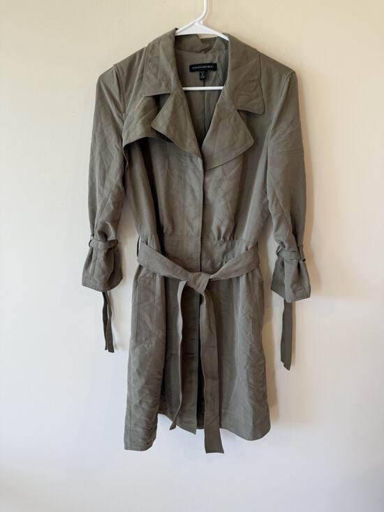 Banana Republic Dresses & Skirts - Banana republic trench coat dress 8 Petite Belted button front green normcore